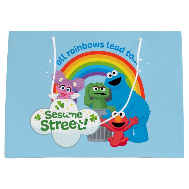 Grand Sac Cadeau Tous les Rainbows mènent à Sesame Street (Devant)