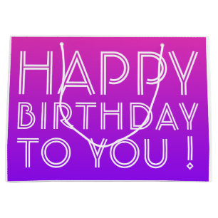 Grand Sac Cadeau Tout Nom Modifiable Joyeux Anniversaire Rose Viole