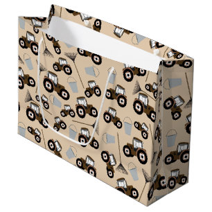 Grand Sac Cadeau Tracteur Camion Motif de ferme Équipement d'enlève