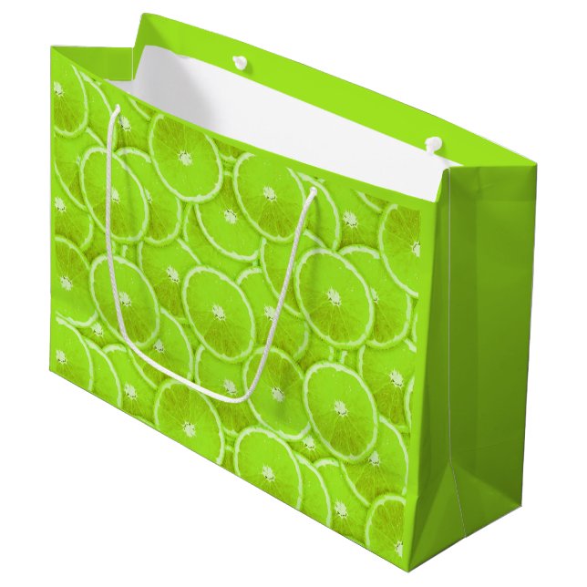 Grand Sac Cadeau Tranches de chaux (Devant Angle)