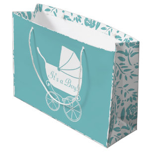 Grand Sac Cadeau Transport vintage Baby shower Cute Blue Boy