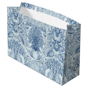 Grand Sac Cadeau Trésors de plage en bleu