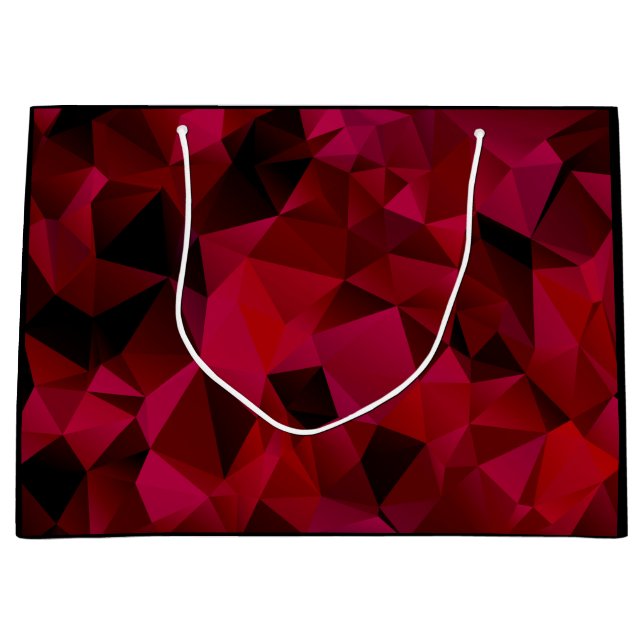 Grand Sac Cadeau Triangles géométriques polygonaux imprimés rouges (Devant)