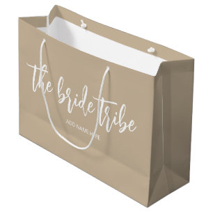 Grand Sac Cadeau Tribu de mariée personnalisée Champagne Beige Mari