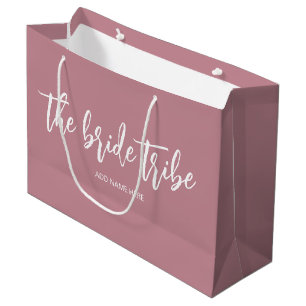 Grand Sac Cadeau Tribu de mariée personnalisée mariage rose poudrée