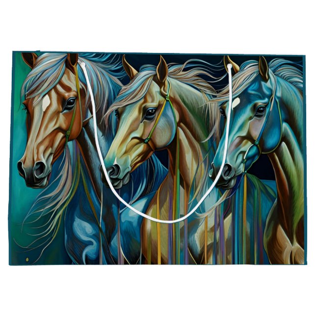 Grand Sac Cadeau Trio des chevaux (Dos)
