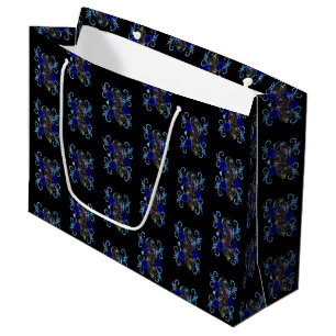 Grand Sac Cadeau Triple Jour Noir Des Crânes Morts Roses Bleus