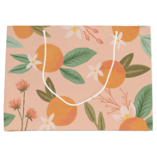 Grand Sac Cadeau Tropical Citrus Floral Rose