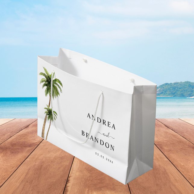 Grand Sac Cadeau Tropical Mariage Destination sous les Palmiers Inv (Créateur téléchargé)