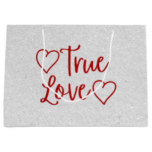 Grand Sac Cadeau True Love Red Parties scintillant Valentine's Gran