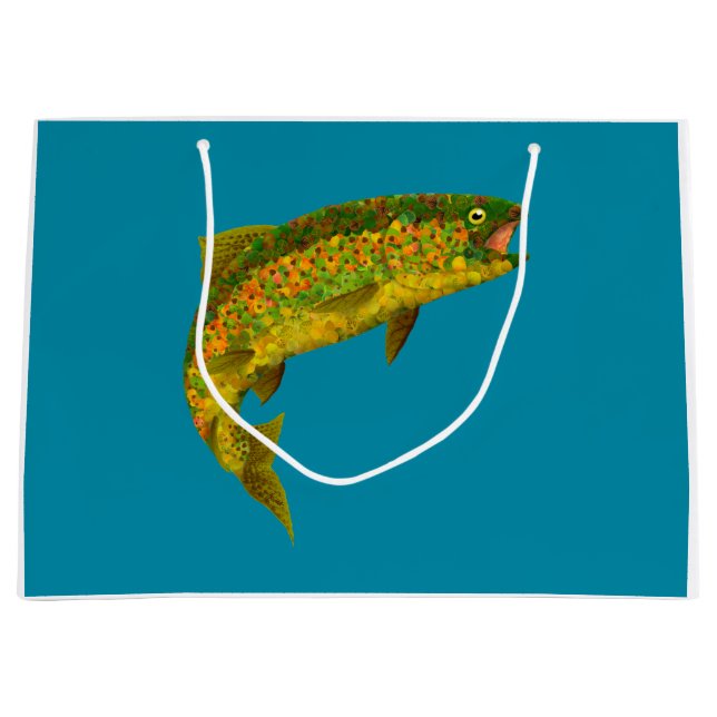Grand Sac Cadeau Truite arc-en-ciel à feuilles d'Aspen 3 (Devant)