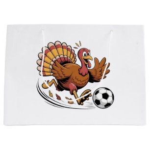 Grand Sac Cadeau Turquie Jouer au football Thanksgiving Sport amour
