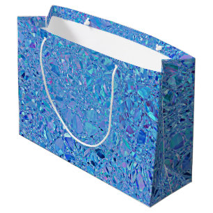 Grand Sac Cadeau Turquoise et bleu cristal Abstrait