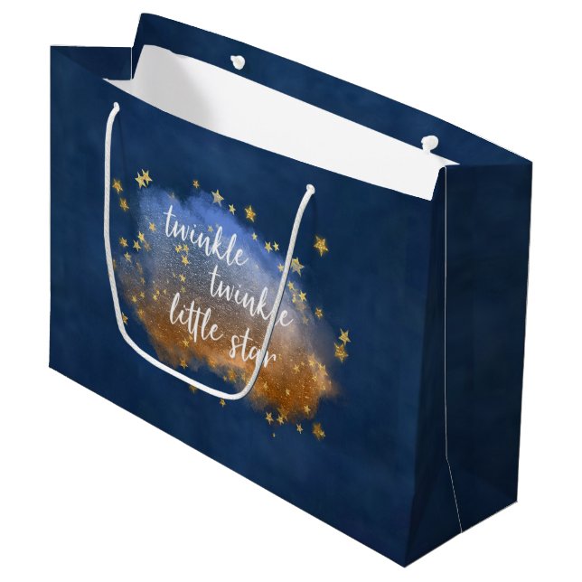Grand Sac Cadeau Twinkle Little Star | Poussière d'or en cuivre ble (Devant Angle)