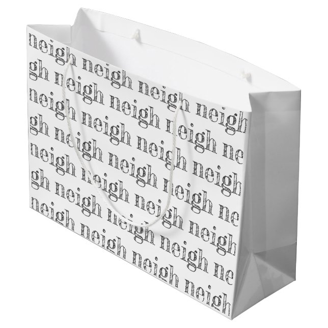 Grand Sac Cadeau typographie de cheval neigh motif animal amoureux  (Dos Angle)