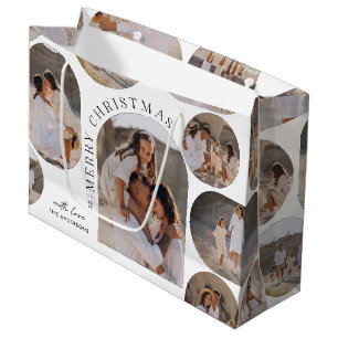 Grand Sac Cadeau Typographie moderne photo collage Noël