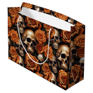 Grand Sac Cadeau Un crâne et une série Rose 9