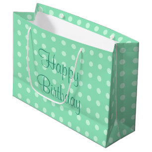 Grand Sac Cadeau Un joyeux anniversaire avec des notes vertes Pois