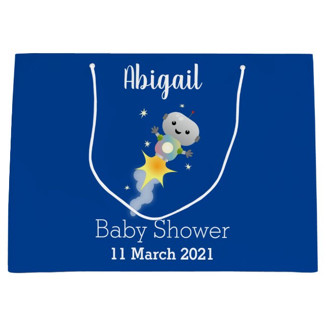 Grand Sac Cadeau Un mignon robot volant dans l'espace dessin animé (Devant)