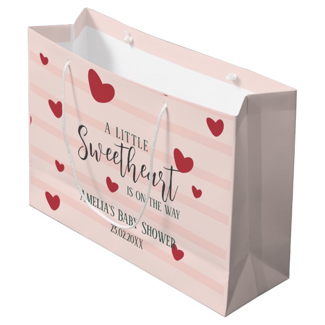 Grand Sac Cadeau Un petit baby shower de coeurs valentin amoureux (Devant Angle)