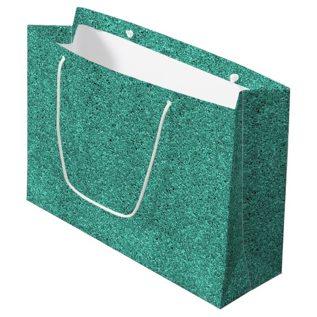 Grand Sac Cadeau Un sac-cadeau vert avec une poignée blanche (Devant Angle)
