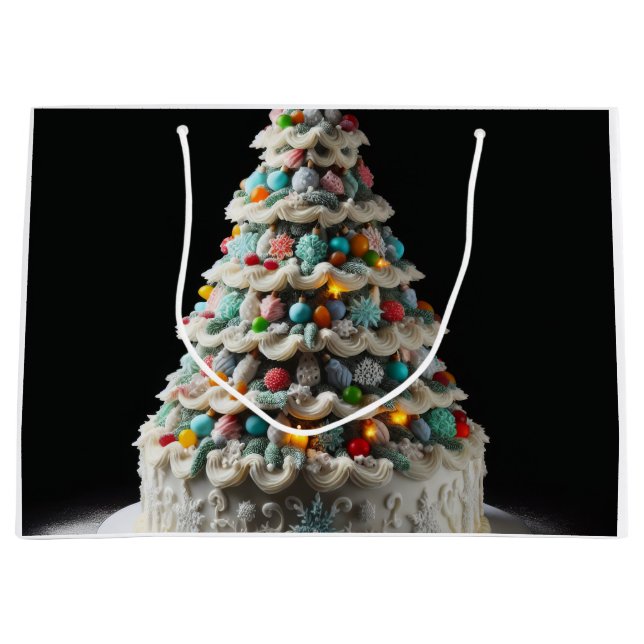 Grand Sac Cadeau Une douce fête Le gâteau de Noël (Devant)