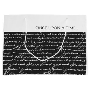 Grand Sac Cadeau Une Fois Sur Une Histoire De Temps Noir Blanc manu