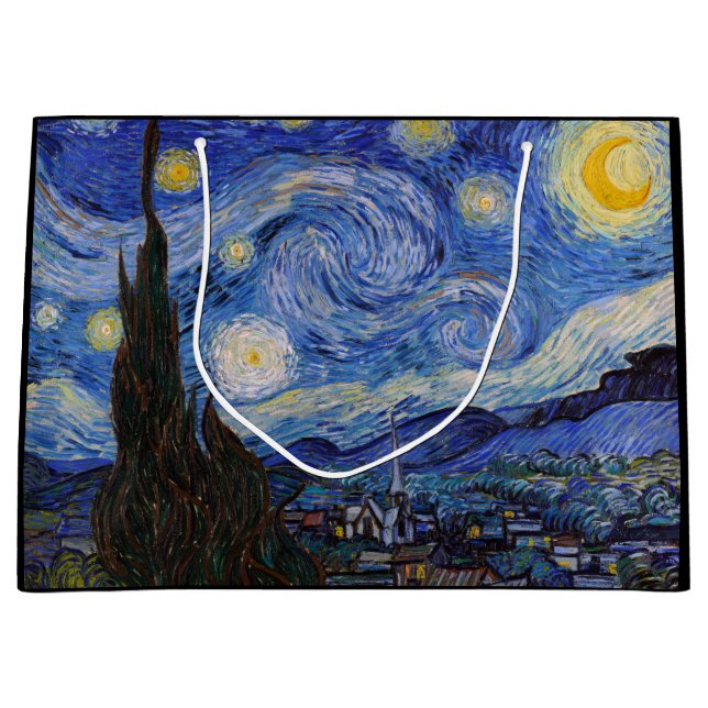 Grand Sac Cadeau Une nuit étoilée : Saint Remy par Vincent Van Gogh (Devant)