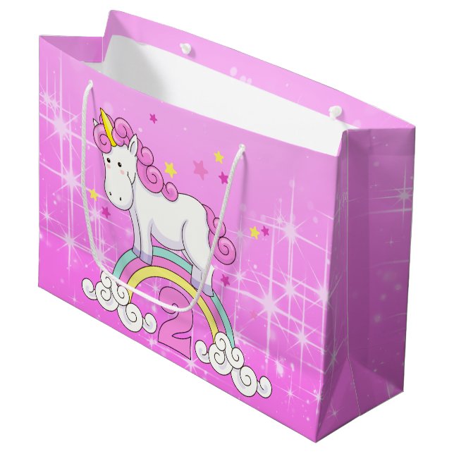 Grand Sac Cadeau Unicorn 2e anniversaire (Devant Angle)