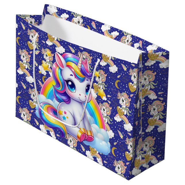 Grand Sac Cadeau Unicorns and Rainbows  (Devant Angle)