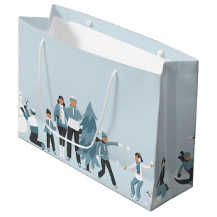 Grand Sac Cadeau Vacances de Noël en famille d'hiver