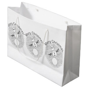 Grand Sac Cadeau Vacances mignonnes de bonhomme de neige noir et