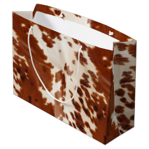 Grand Sac Cadeau Vache blanche Brown