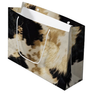 Grand Sac Cadeau Vache blanche noire
