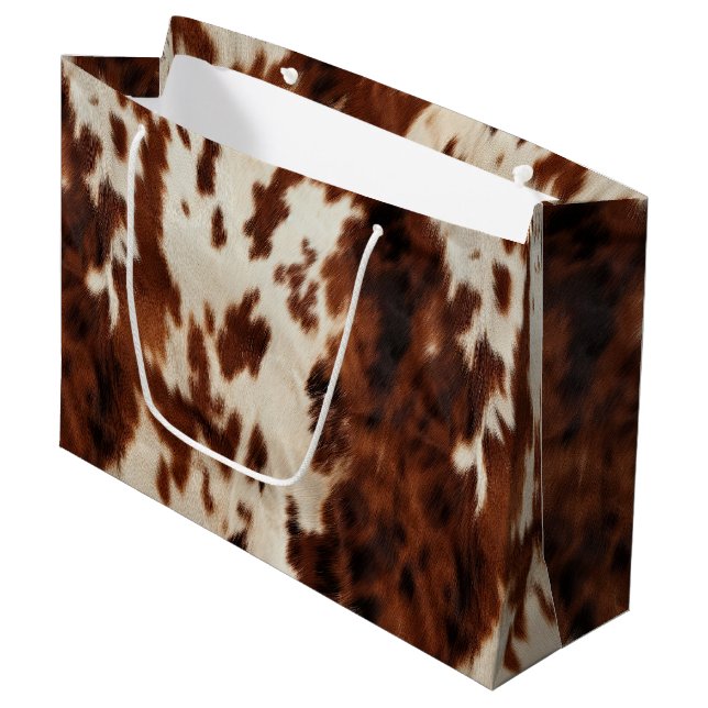 Grand Sac Cadeau Vachette de l'Ouest à la crème Brown (Devant Angle)