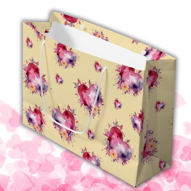 Grand Sac Cadeau Valentine Banana Mania Splash of Hearts Motif (Créateur téléchargé)