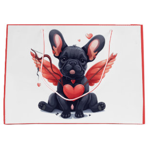 Grand Sac Cadeau Valentines French Bulldog Cupid