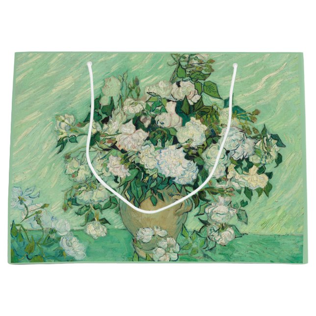 Grand Sac Cadeau Van Gogh Rose Vert blanc (Devant)