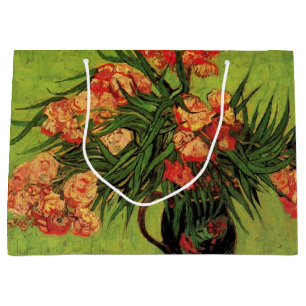 Grand Sac Cadeau Vase avec des lauriers roses et des livres de Vinc