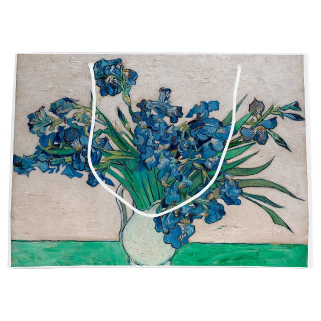 Grand Sac Cadeau Vase avec Irises, Van Gogh (Devant)