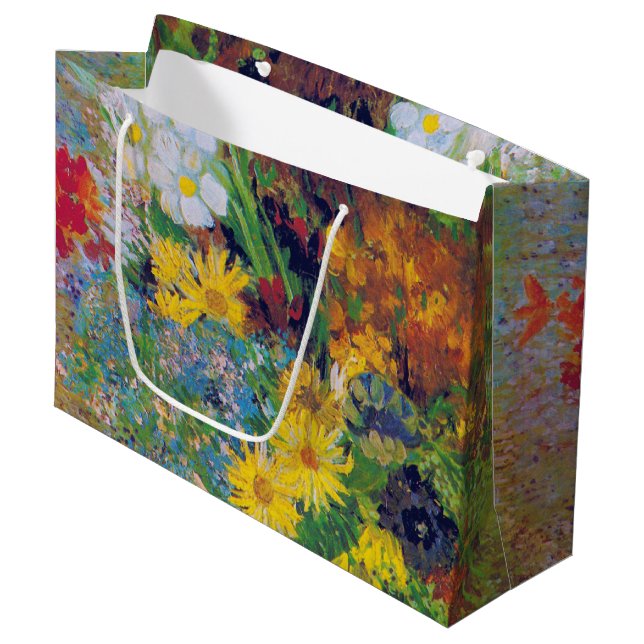 Grand Sac Cadeau Vase avec marguerites et anémones, Van Gogh Grand  (Devant Angle)