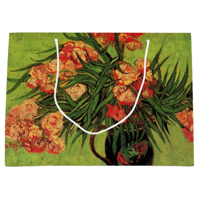 Grand Sac Cadeau Vase avec Oleanders et livres par Vincent van Gogh (Devant)