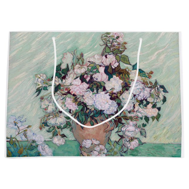 Grand Sac Cadeau Vase avec roses roses roses, Van Gogh (Devant)