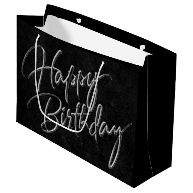 Grand Sac Cadeau Velvet Onyx Grunge | Vampy Black Joyeux anniversai (Devant Angle)