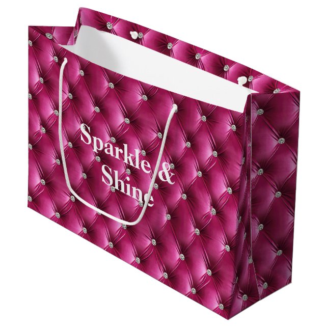 Grand Sac Cadeau Velvet Rose Chaud (Devant Angle)