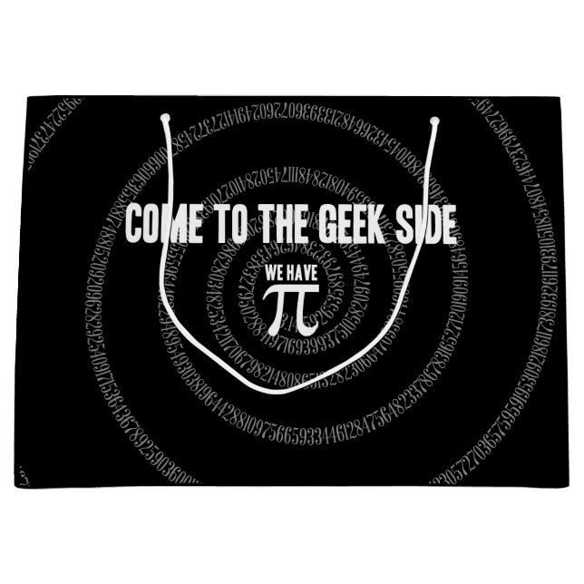 Grand Sac Cadeau Venez au côté Geek pour Pi (Devant)