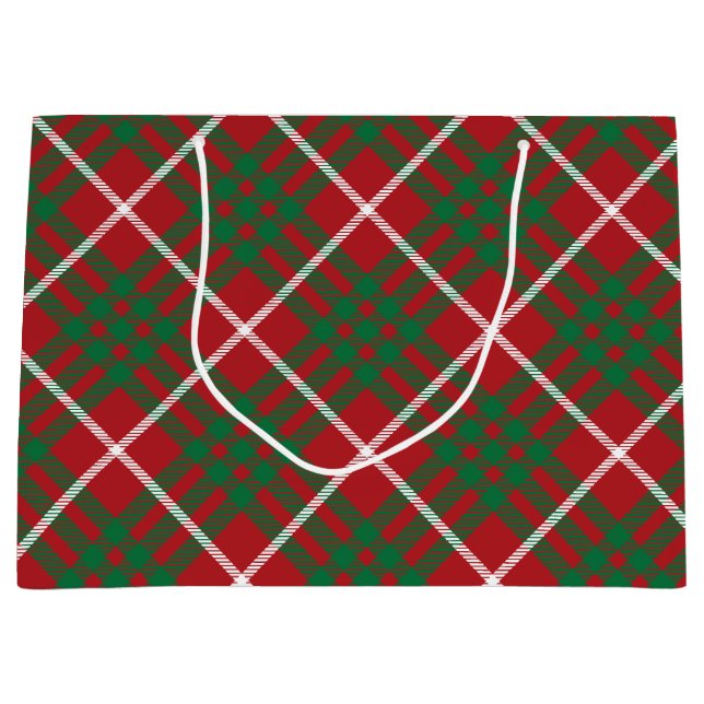 Grand Sac Cadeau Vérification rouge et verte (Devant)