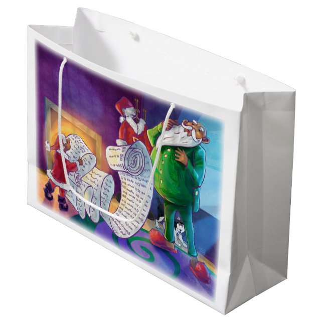Grand Sac Cadeau Vérifier la peinture double (Devant Angle)