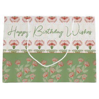 Grand Sac Cadeau Vert Avec Rouge Rusté