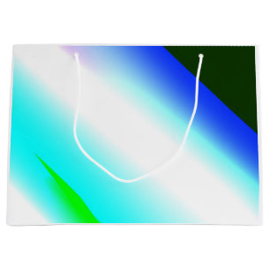 Grand Sac Cadeau Vert bleu arc-en-ciel texture abstraite motif art